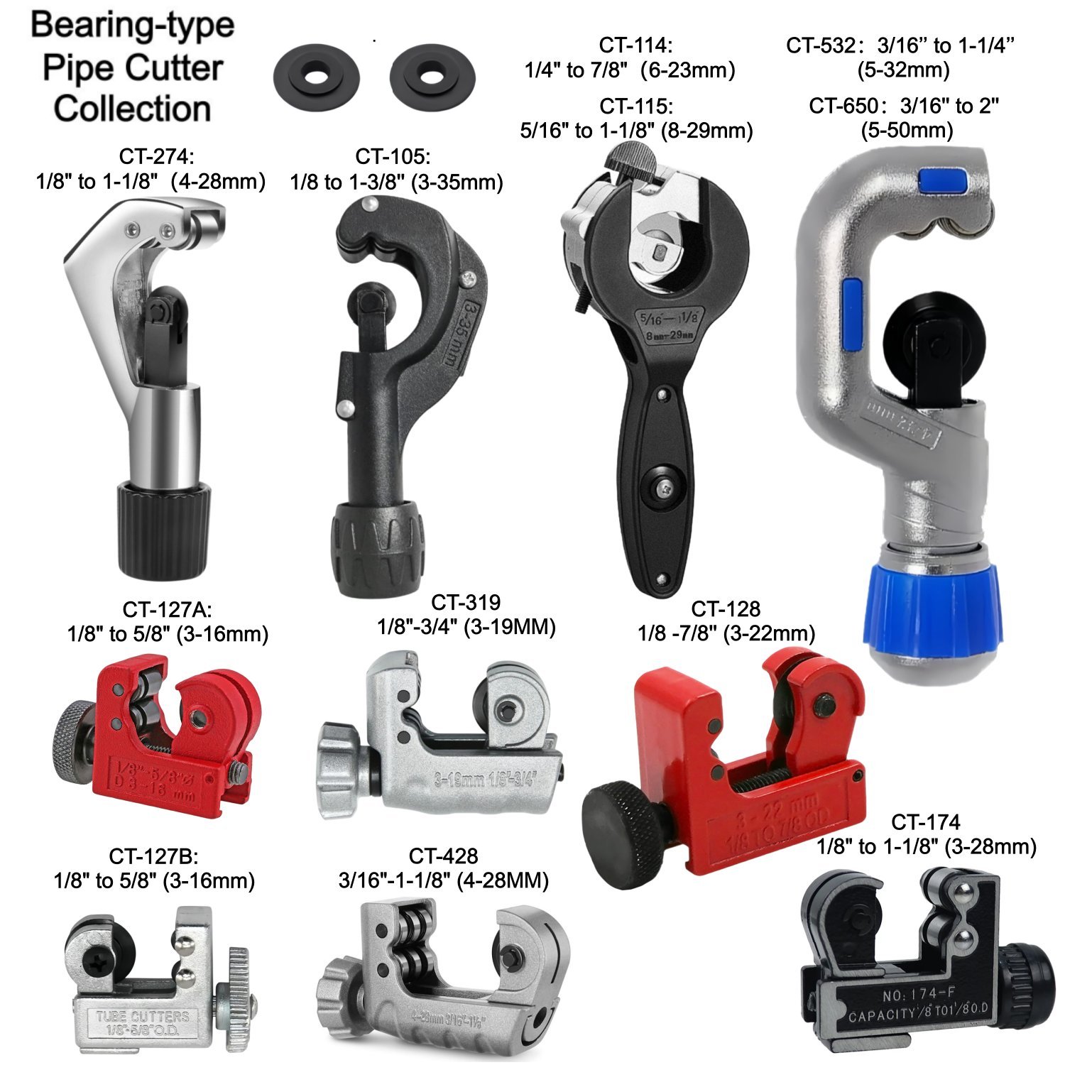 Power Tools Plumbing - 베어링형 파이프 커터 회전식 수동 장치