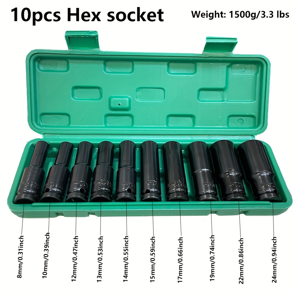 Power Tools List - 10pcs 1/2인치 8-24mm 파워 소켓 공구