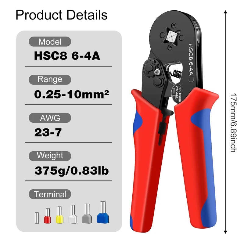 HSC8 6-4A 페룰 크림핑 도구, 0.25-10mm - Power Tools China 리뷰 및 가격