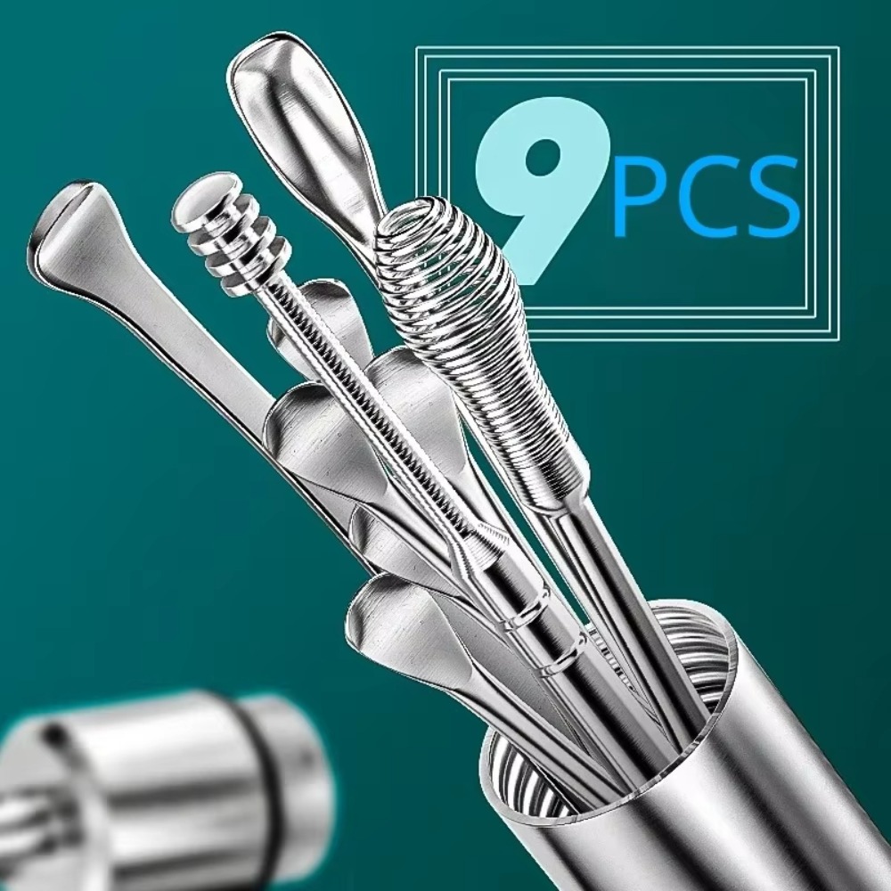 9개/세트 신제품 귀지 제거 도구 세트 큐렛 스푼 휴대 - Power Tools List 리뷰 및 가격