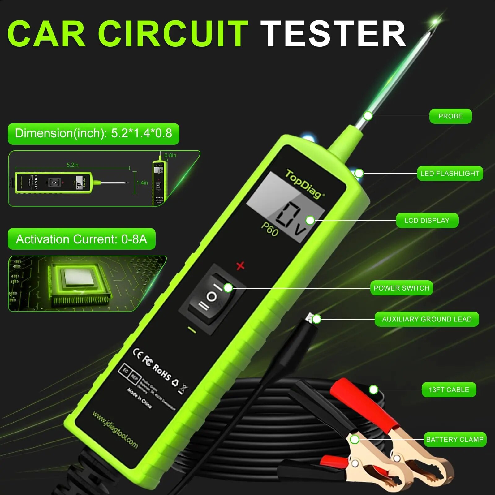Jdiag P60 자동차 전원 회로 프로브 테스터 To - Power Tools In Automotive 리뷰 및 가격