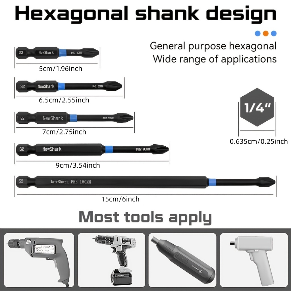 5개입 고강도 자석 필립스 드라이버 비트, S2 강철  - Power Tools List 리뷰 및 가격